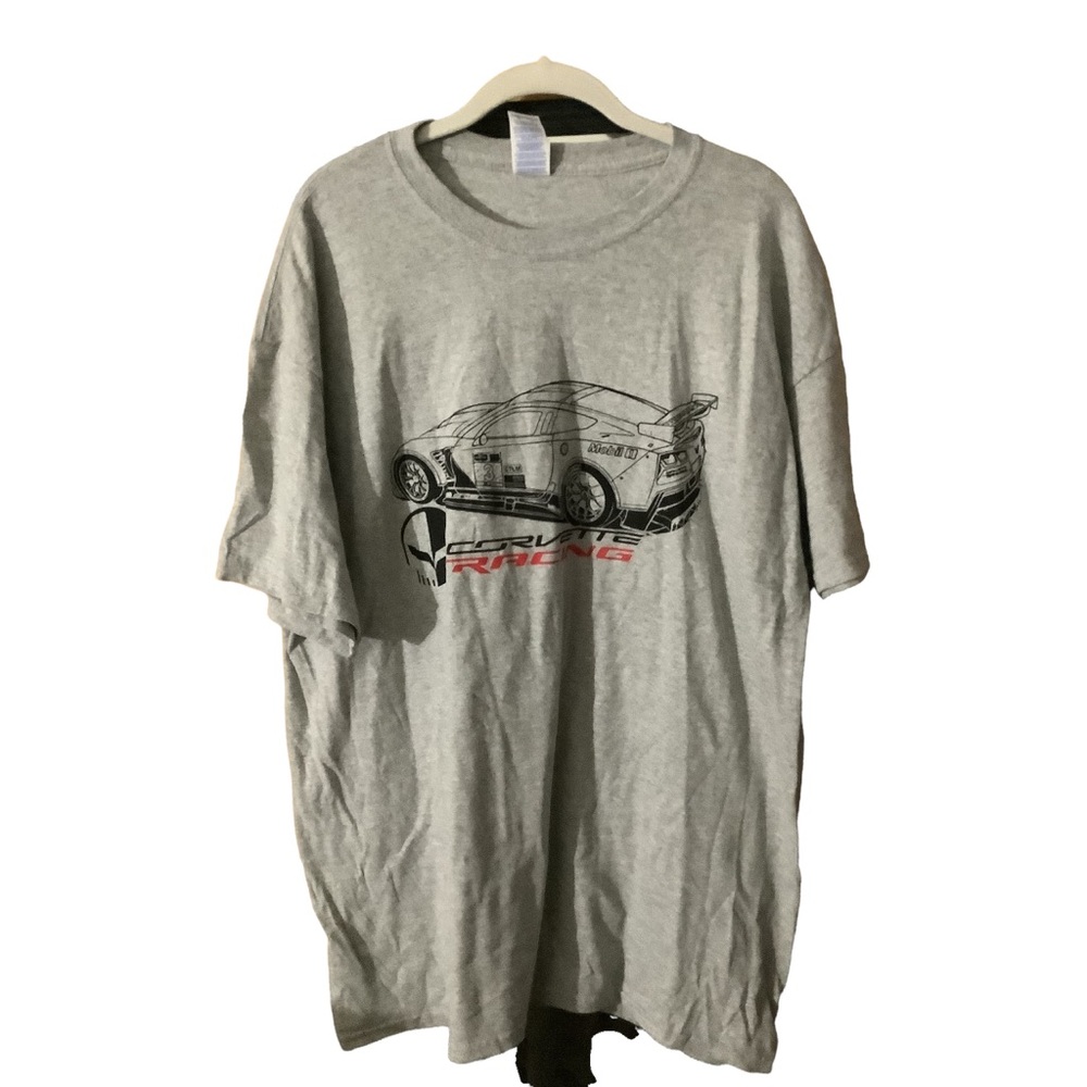 Chevy Corvette C7R Racing T Shirt Size XL Gray Cotton Blend Unisex Adult